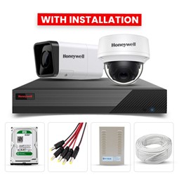 Picture of Honeywell 2 CCTV Cameras Combo (1 Indoor & 1 Outdoor CCTV Camera) + 4CH DVR + HDD + Accessories + Power Supply + 45m Cable